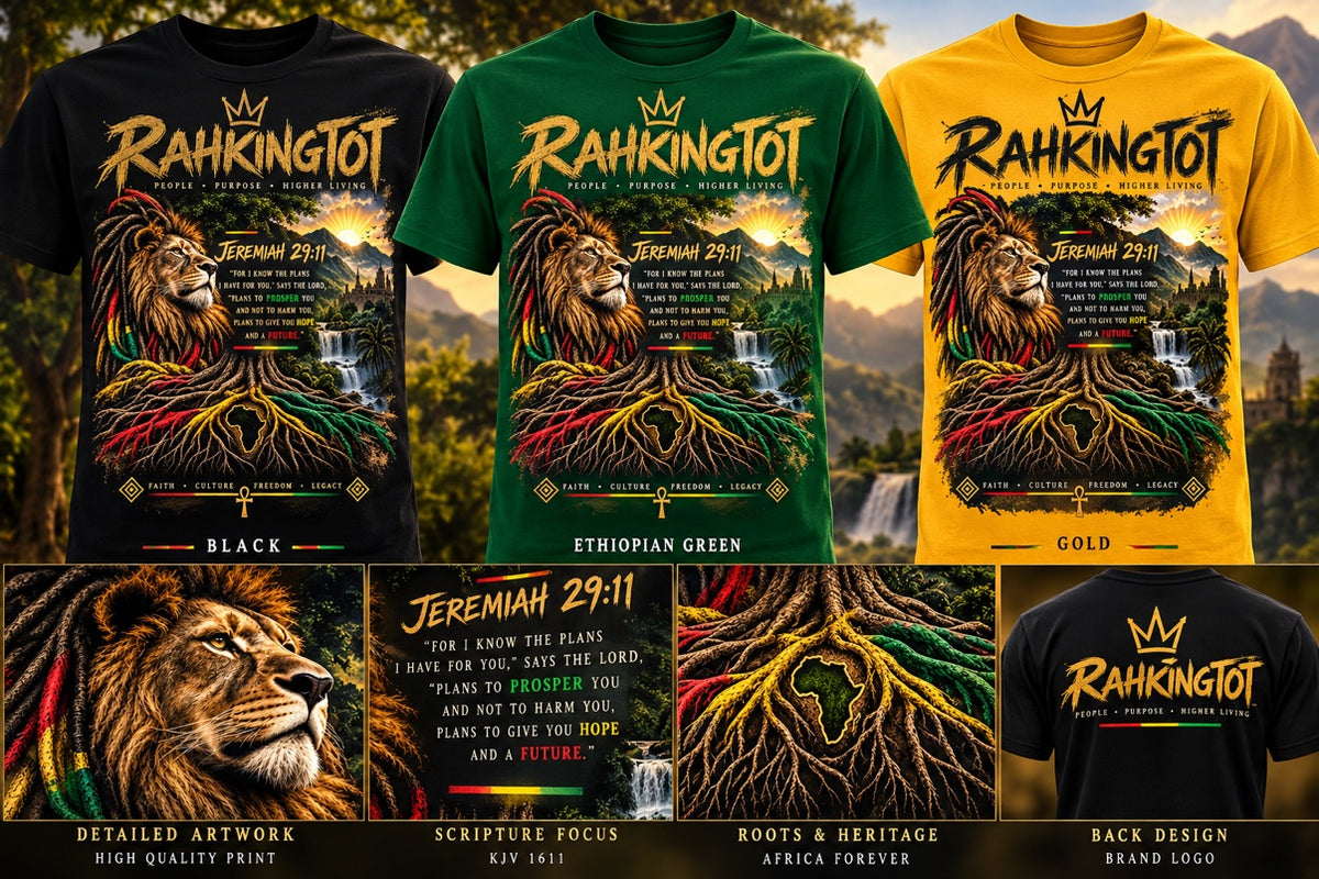 Rahkingtot Jeremiah 29:11 Tee - all three colors with artwork, scripture and roots details