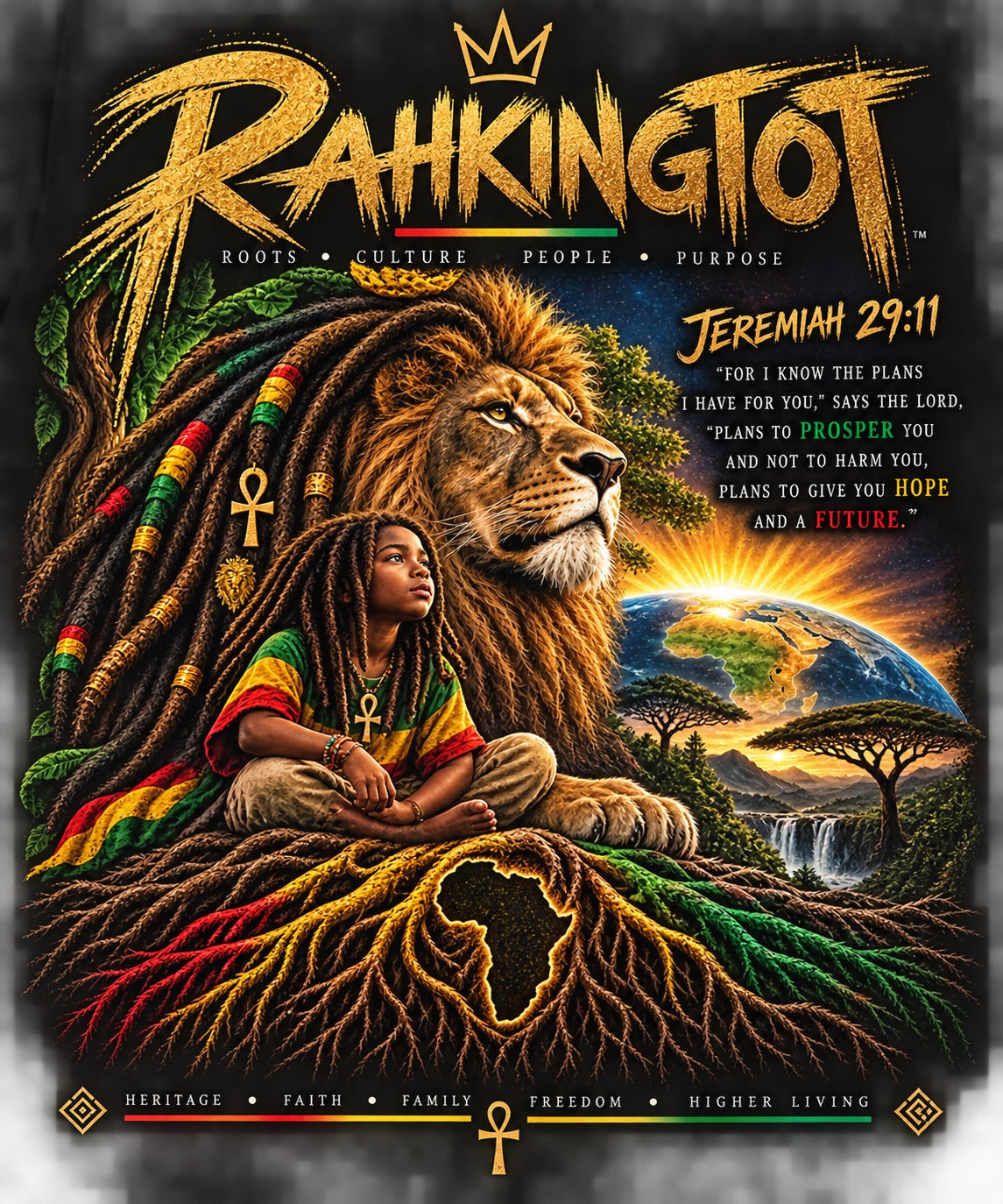 Rahkingtot Heritage Lion Jeremiah 29:11 Tee - flat design artwork