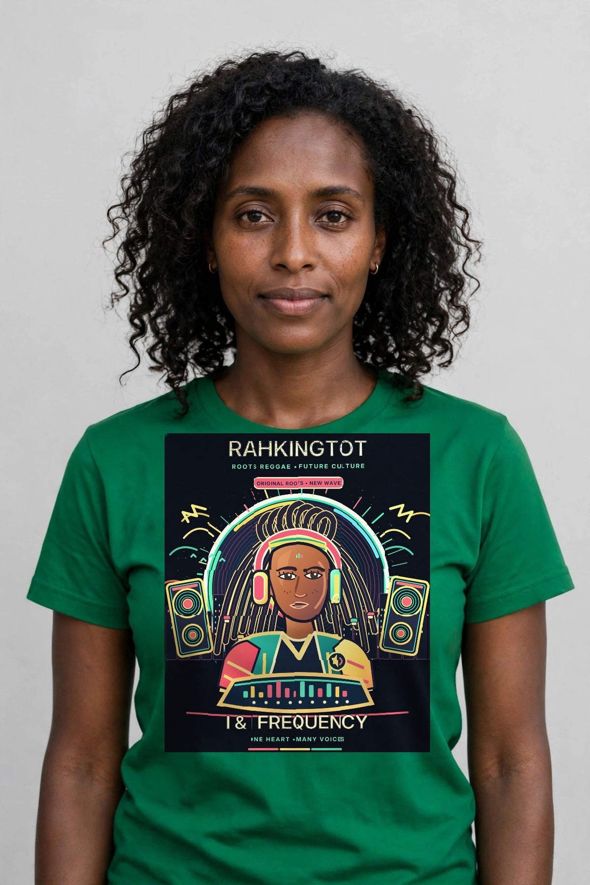 Rahkingtot I and I Frequency Tee - front view, woman